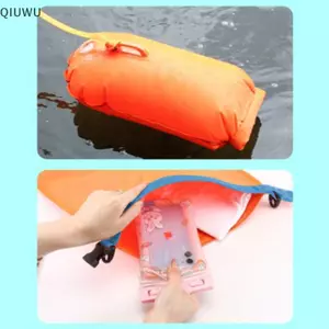 QIUWU Phao bơi an toàn ngoài trời Túi phao bơi đa chức năng có thắt lưng Túi lưu trữ dây cứu sinh PVC chống thấm nước cho thể thao dưới nước.
