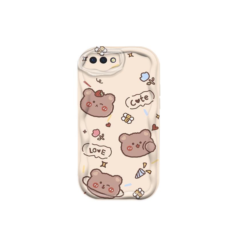 Thích hợp cho OPPO A3S A12E A1K AX5 Realme C2 Bảo vệ 3D TPU mềm Rilakkuma Bear Vỏ điện thoại chống sốc
