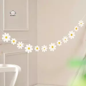 Maybest 1 Bộ Biểu Ngữ Hoa Cúc Tiệc Sinh Nhật Vải Bố Hoa Trắng Vòng Hoa Confetti Cờ Hoa Cúc Cho Bé Tắm Tiệc Cưới Trang Trí Tiệc Cưới {VN}