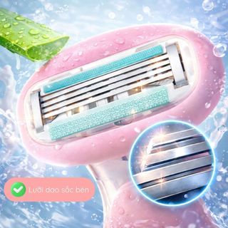 [COD] Dao Cạo 4 Lưỡi Dành Cho Nữ - Cạo Bikini, Vùng Kín, Nách, Mặt Êm Ái, Đầu Có Thanh Trượt Dưỡng Ẩm