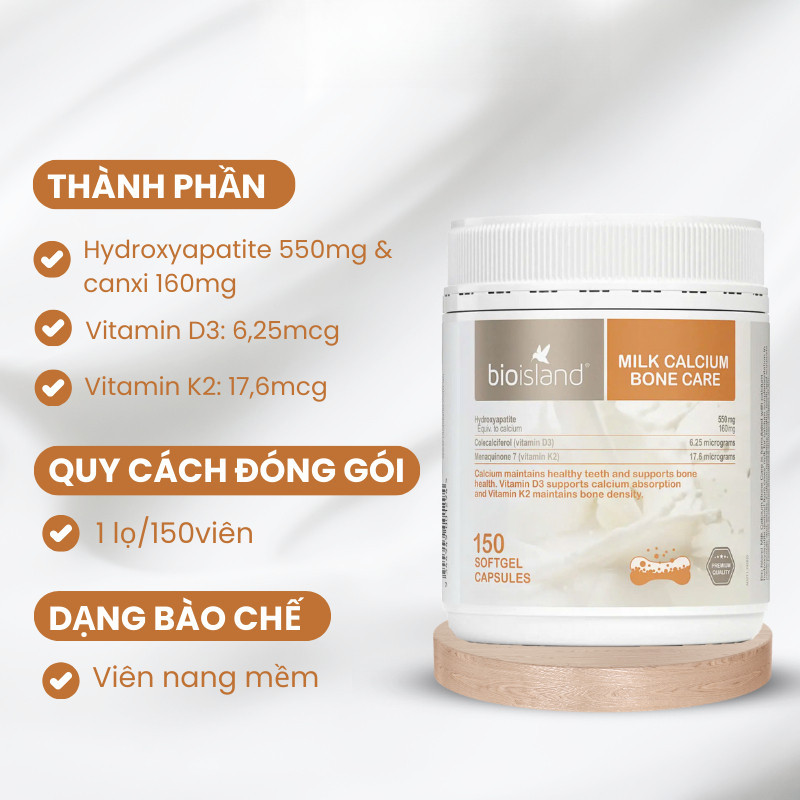 Canxi Sữa Hữu Cơ Milk Bone Care Bioisland Cho Mẹ Bầu, Trẻ Dậy Thì, Người Già BIOISLAND VIỆT NAM BI05