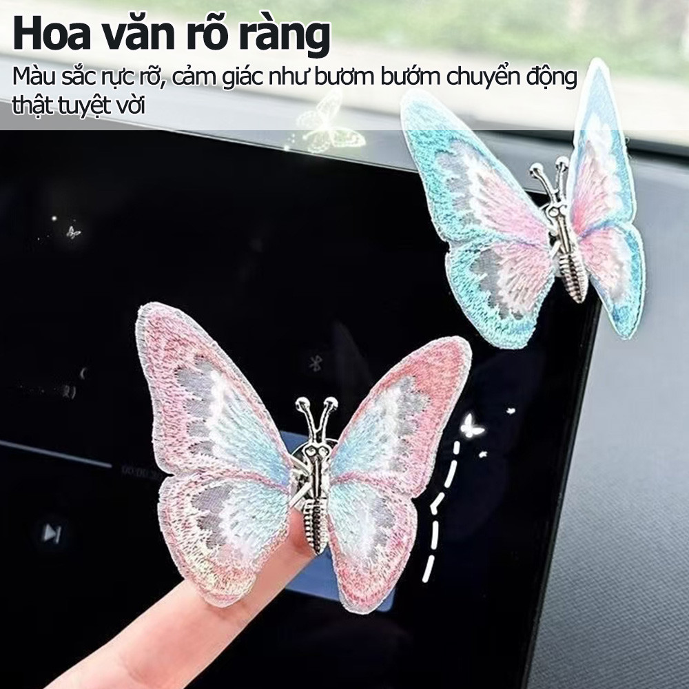 3D Bướm Ô Tô Trang Trí Nội Thất Bảng Điều Khiển Trung Tâm Cửa Thoát Khí Phụ Kiện Sáng Tạo Dễ Thương