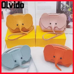 Túi voi OLVIDO, Ví đựng tiền xu cổ điển PU, Di động với thay đổi lưu trữ có khóa kéo ly hợp màu trơn Móc khóa tại nhà