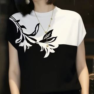 Dệt Kim Nữ Tay Ngắn Nữ Mỏng Đen Tính Khí Thời Trang Phù Hợp Với Phiên Bản Hàn Quốc Đi Lại Đơn Giản Đẹp Áo Thun 2