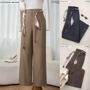 Quần dài nữ CARDINA Chất liệu denim cạp cao túi ốp trước 6QDT06