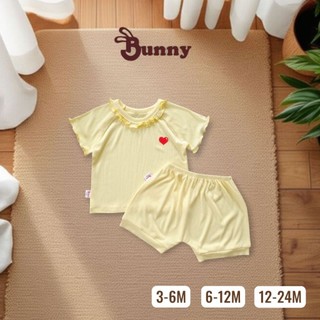 (3-24M) Hàng cao cấp: Bộ cộc bé gái Bunnybaby chất thun tăm lụa cao cấp mềm mượt.