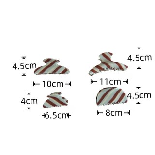 Kẹp tóc cá mập lớn acetate sọc nâu, phong cách thanh lịch cao cấp