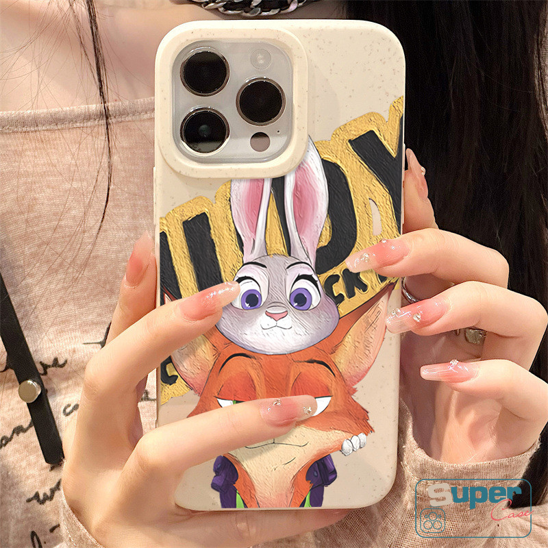 Ốp Lưng Tương Thích Cho IPhone 15 13 17 16 11 14 12 Pro Max XR Air X XS Max 8 14 15 6 6s 16 Plus SE 2020 Thời Trang Zootopia Fox Bunny Cặp Đôi Dễ Thương Có Thể Tháo Rời Thân Thiện Với Môi Trường