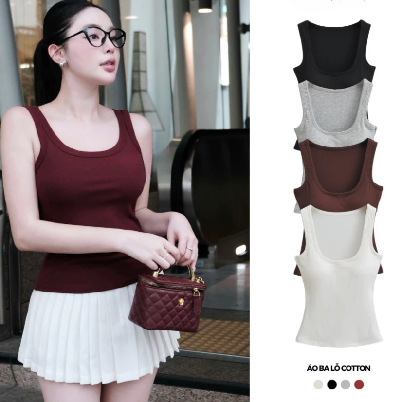 Áo Ba Lỗ Nữ CỔ VUÔNG 2 Dây Bản To Khoét Cổ Basic Thoáng Mát Dễ Phối Đồ Mùa Hè Kenco Brand Sài Gòn M1662