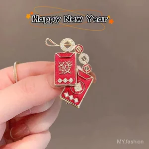 Trâm cài lễ hội phong cách mới ~ ~ Trâm cài pháo đỏ Trung Quốc sáng tạo ~ ~ Quà tặng Pin phong cách nam nữ