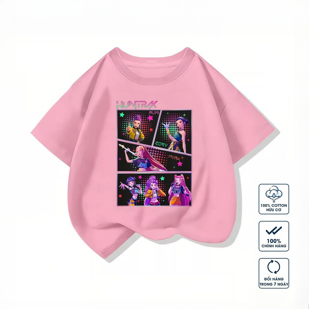 Áo phông cho Bé trai và Bé gái In họa tiết Kpop Demon Hunters vải 100% cotton mềm mại thoải mái top