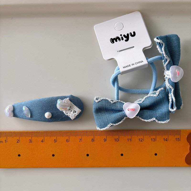 Phụ kiện tóc nơ Denim cho bé gái