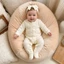 Bộ trang phục bé gái sơ sinh dài tay cổ tròn xếp nếp Zipped Footies Áo liền quần và băng đô Quần áo mùa thu