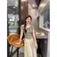 Mùa hè Slim-fit Slimer Look Filigree Thiết kế eo Nơ Áo thun ngắn tay không đều dành cho nữ