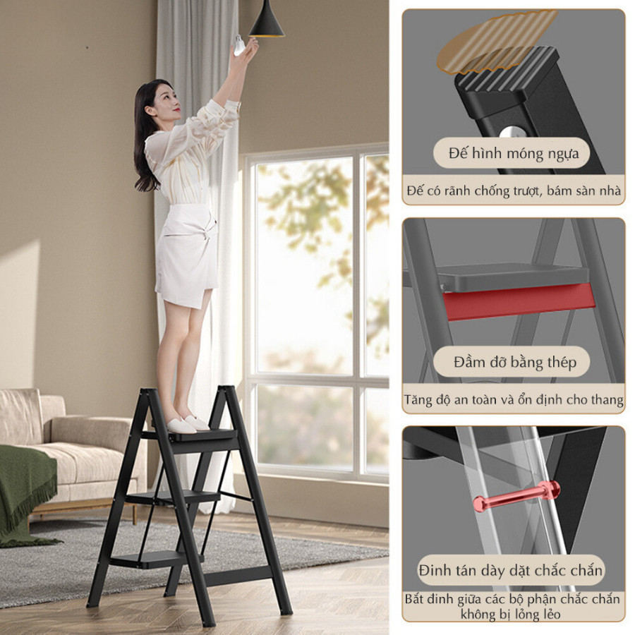 Thang Gấp Gọn Thông Minh HomeMate – Thang Nhôm/Thép Carbon 2–4 Tầng Chịu Tải 150kg An Toàn Cho Gia Đình
