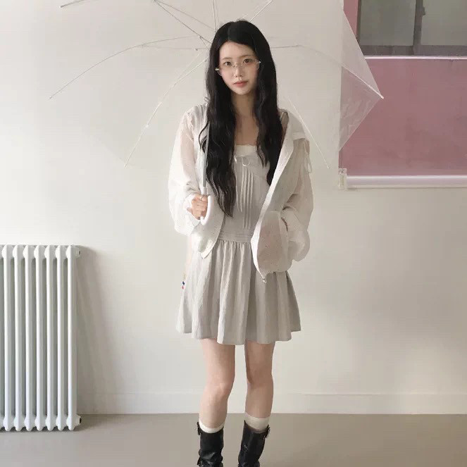 SUXI Áo khoác có mũ trùm đầu chống nắng chấm bi thông thường dành cho nữ mùa hè mới 260514