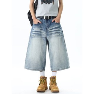 Quần short denim nam ESEA thương hiệu thời trang Mỹ đường phố cao cấp phong cách trung tính chất lượng cao