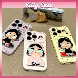 Giá đỡ gương hình em bé khóc 3D tương thích với ốp lưng điện thoại iPhone 11 12 13 14 15 Pro Max 16 17 Plus Vỏ màu trơn