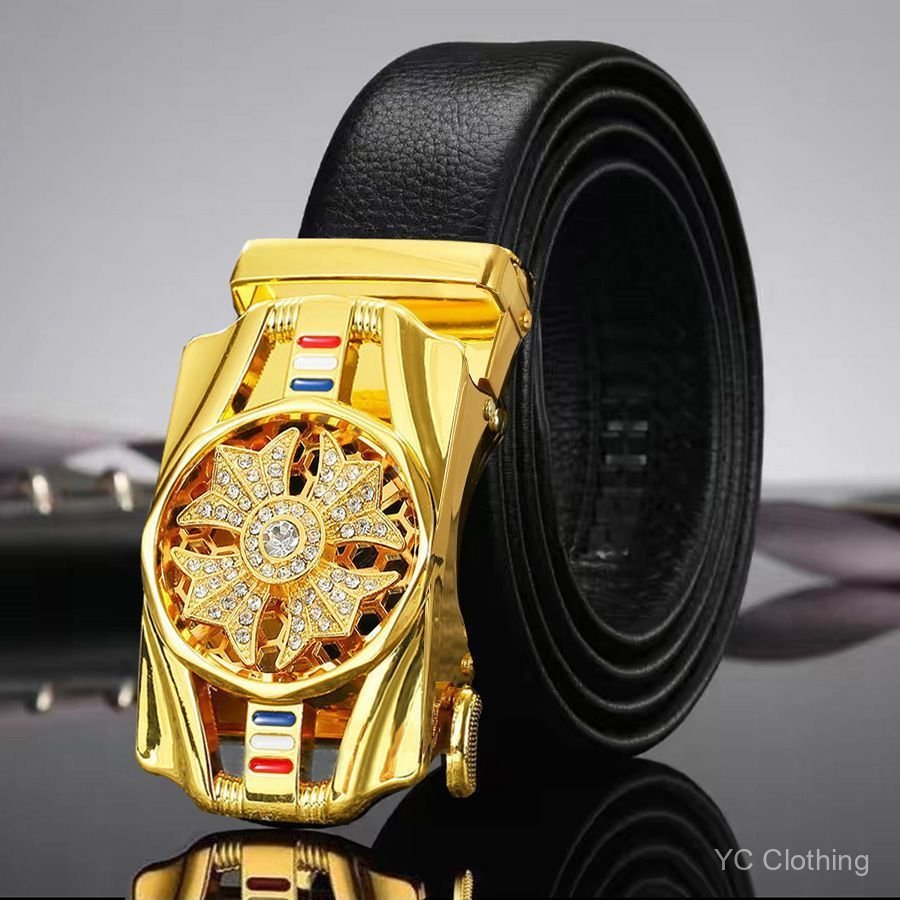 Thắt lưng xoay kiểu người ảnh hưởng hợp thời trang dành cho nam có khóa tự động, thắt lưng thông thường trẻ trung và thời trang 7CJF