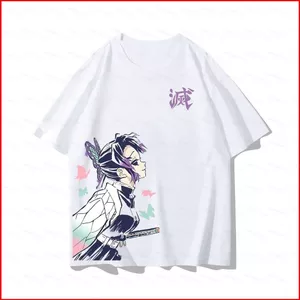 YB1 Demon Slayer Anime Tay Ngắn Kimetsu No Yaiba Kochou Shinobu Áo Thun Mùa Hè BY1