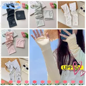 Tay áo chống nắng EBINLANDS Ice Silk, Tay áo chống nắng thoáng khí bảo vệ cánh tay, Tấm che nắng dễ thương bằng sợi Polyester Găng tay mỏng nữ
