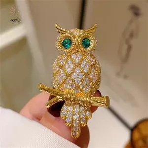 HNKMP Thời Trang Tinh Tế Cú Thổ Cẩm Vintage Tính Khí Lấp Lánh Kim Cương Động Vật Chân Dành Cho Nữ Nam Quần Áo Phụ Kiện Trang Sức Quà Tặng.