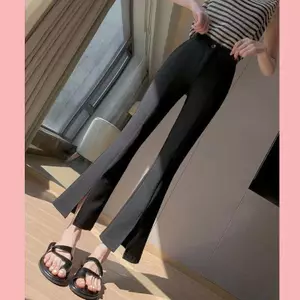 Người đàn ông nhỏ Drap lưng cao ôm hơn Nhìn xẻ trước Quần hơi loe dành cho nữ Quần dài đến mắt cá chân Quần loe