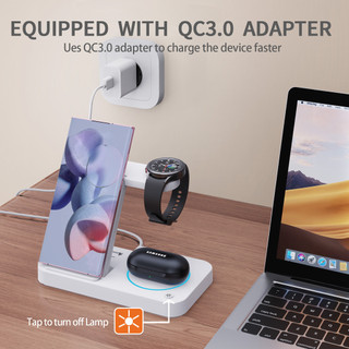 SHEREN Bàn sạc nhanh sạc không dây ba trong một từ tính gấp Wireless Charger For Samsung