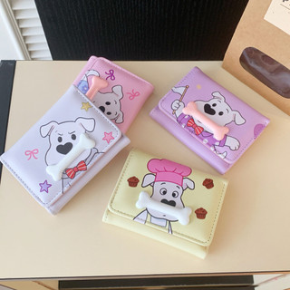 Ví in xương chó con dễ thương Da PU bền bỉ Dung tích lớn Hộp đựng thẻ nhiều tiền mặt Ví đựng tiền xu