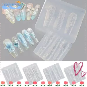 EBINLANDS Silicone Stencil, Khuôn Mẫu Tinh Tế Khuôn Làm Móng Tay Nghệ Thuật, Chất Liệu Silicon Tinh Tế Nơ Dễ Thương Trái Tim Váy Ren DIY Dụng Cụ Thiết Kế Làm Móng Tay