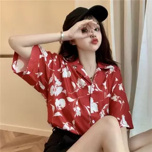 Áo sơ mi dáng rộng tay ngắn cỡ lớn mùa hè phong cách Hồng Kông