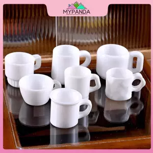 MYPANDA 1 / 12 Nhà Búp Bê Mô Phỏng Màu Trắng Nguyên Chất Đơn Giản Mẫu Cốc Nhà Búp Bê Thu Nhỏ Trang Trí Nhà Bếp Micro Cảnh Đạo Cụ Xây Dựng.