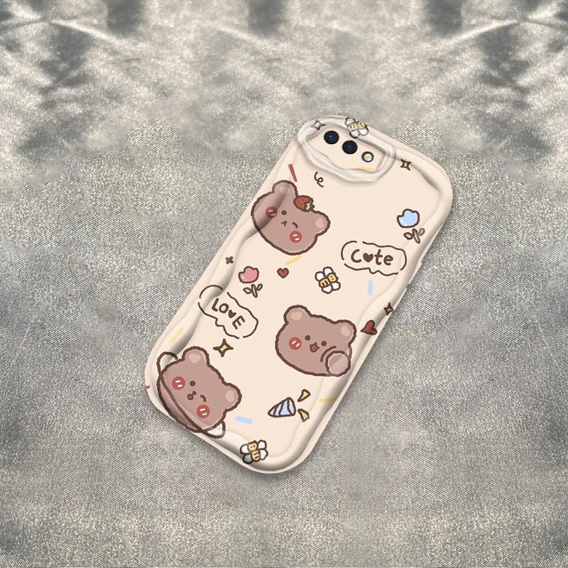Thích hợp cho OPPO A3S A12E A1K AX5 Realme C2 Bảo vệ 3D TPU mềm Rilakkuma Bear Vỏ điện thoại chống sốc