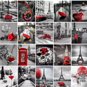 Tranh phong cảnh màu xám và đỏ Poster Không có khung Tranh vải để trang trí tường phòng tại nhà