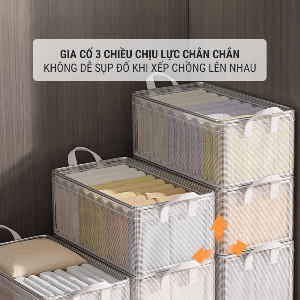 Hộp Đựng Quần Áo Gấp Gọn HomeMate, Hộp Vải Lưới PVC Trong Suốt Khung Thép Sắp Xếp Nhà Cửa Gọn Gàng