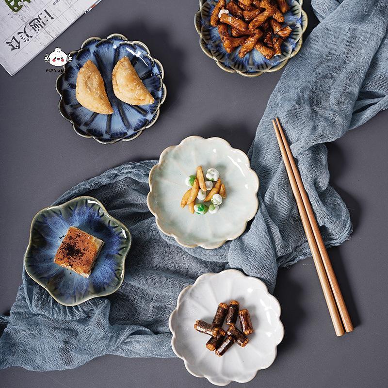 Maybest 1 Gốm te Món Ăn Hình Hoa Sứ Hạt Đĩa Đĩa Nhỏ Mini Tương Gia Vị Bộ Đồ Ăn Đồ Dùng Nhà Bếp {VN}