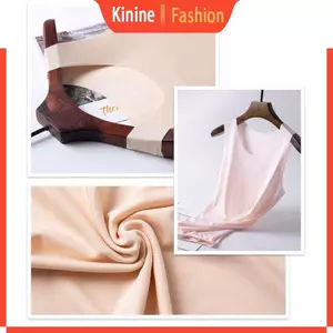 KIN Nữ Ice Silk Tank Cơ bản không tay cổ tròn màu trơn Áo lót