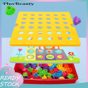 < Pluscloth > Đồ chơi xếp hình bảng chữ cái khảm đầy màu sắc dành cho trẻ mới biết đi Nút học sớm Bộ nghệ thuật Trò chơi giáo dục cho trẻ em 3 tuổi Hoạt động phát triển trí não vui nhộn Thiết kế độc đáo Pegboard Ki