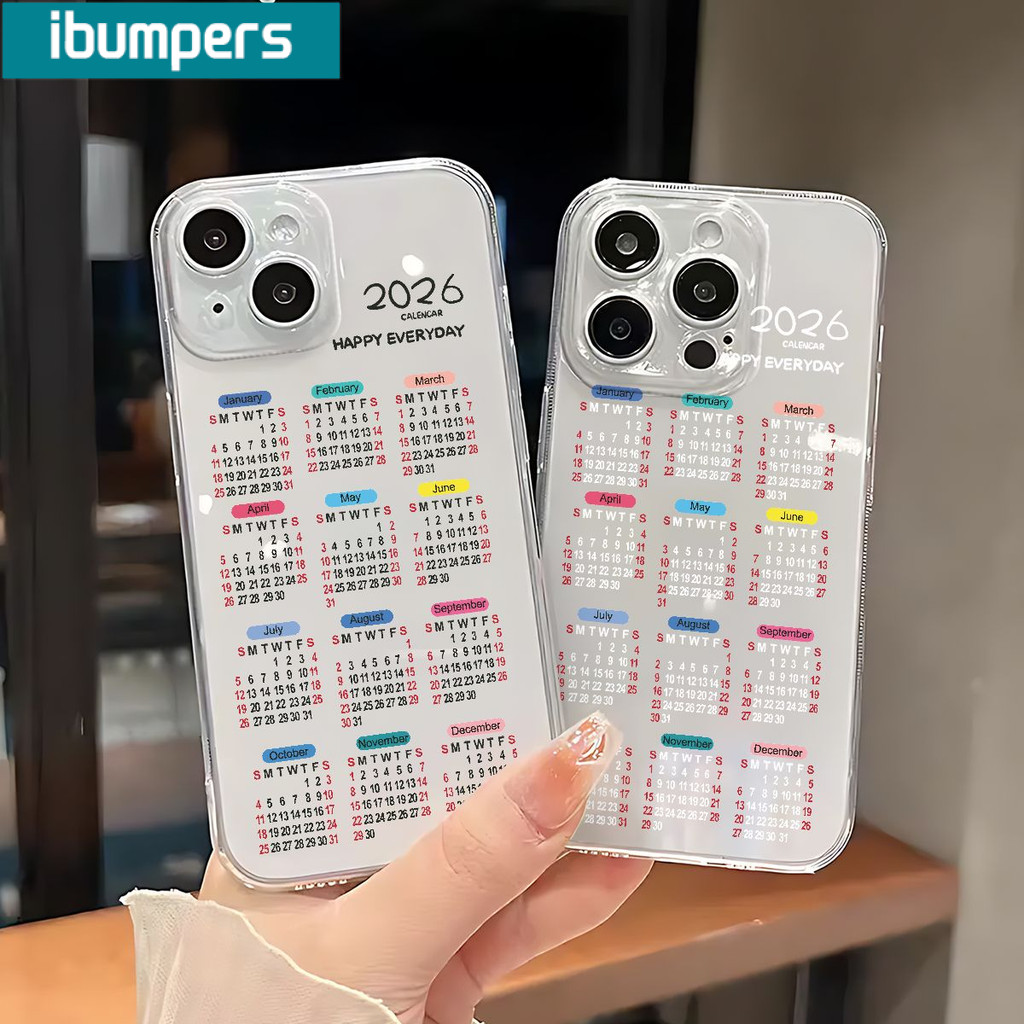 Ibumpers Ốp Điện Thoại 2026 Lịch Đơn Giản Thanh Lịch Thẩm Mỹ Trong Suốt Mềm Mại Cao Cấp Chống Sốc Cho iPhone 11 12 13 14 15 16 17 Pro Max IP 7 8 Plus Iphon X XS XR Xs max