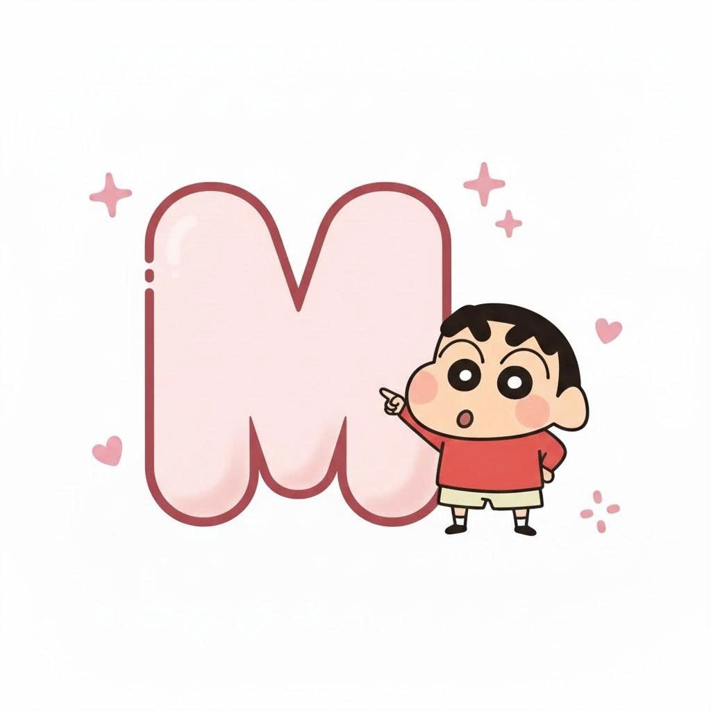 móc khoá chữ cái Shin Chan hồng hào dễ thương đáng yêu, bộ chữ Shin Chan cute