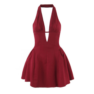 Cao Cấp Niche Pháp Retro Pure Desire Cổ Chữ V Sâu Rỗng Sang Trọng Slim-fit Ôm Hơn Nhìn Dây Cổ Váy Ngắn Nữ