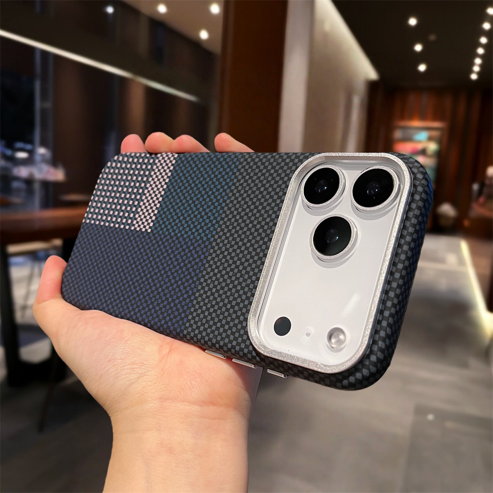 Ốp điện thoại từ tính họa tiết sợi carbon chất lượng cao cho iPhone 17 Pro Max 14 15 16 pro max Bảo vệ Camera ống kính Vỏ chống sốc Vỏ cứng bảo vệ điện thoại