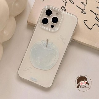 Ốp Điện Thoại Nơ Xanh Đơn Giản Cho iPhone 17 Air 16 15 14 Plus 13 12 11 Pro Max XR XS Max X 8 7 6 6s Plus SE3 SE2 2022 2020 Ins Style Cream Vỏ Trắng Chống Rơi Ốp Lưng
