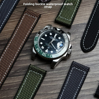 Dây đeo silicon Nylon 20mm 22mm cho Rolex Đen & Xanh Buffalo Air-King GMT Submariner Nam Nữ Dây Phụ kiện chống thấm nước Mềm mại Phát hành nhanh Vòng tay thay thế