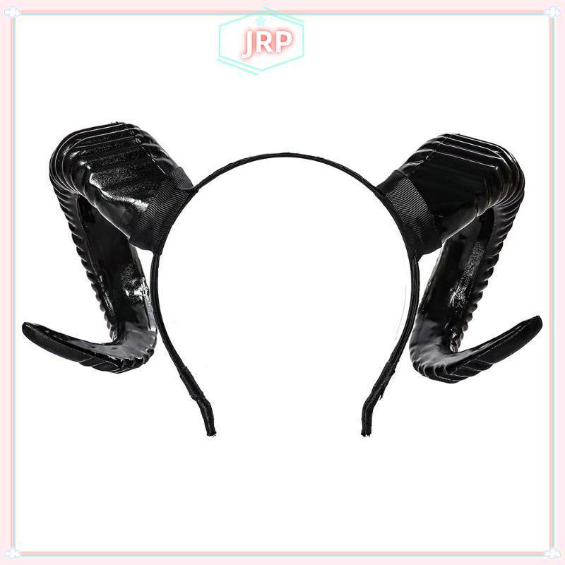 JRP Quỷ Cừu Sừng Mũ Đội Đầu Chơi Cô Gái Bé Trai Gothic Bò Sừng Antelope Băng Đô Quấn Tóc Halloween Trang Phục Trang Trí Mũ JRP