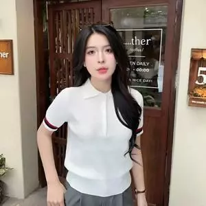 Áo Len Nữ Dáng Polo Cộc Tay Kẻ Sọc , Chất Lông Thỏ Mềm, Cổ Bẻ, Form Vừa Hàn Quốc