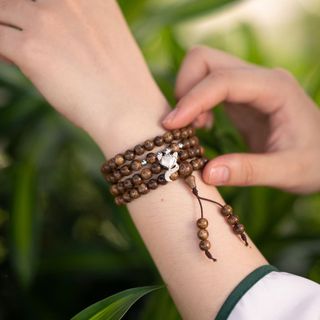 Vòng Trầm Hương 108 mix Hồ Ly Bac - Trầm Hương Yên Lộc (Mua một, tặng một Túi Gấm, dây dự phòng, 2 hạt trầm)