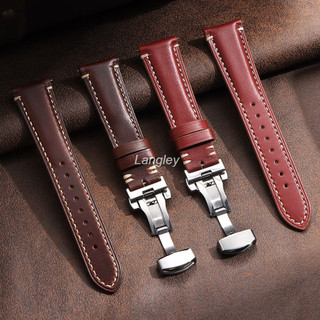20 / 22 / 24mm Hộp Quà Tặng Vỏ Cordovan Chính Hãng Yên Da Đồng Hồ Dành Cho Nam Nữ Phát Hành Nhanh Sáng Bóng Chống Thấm Nước Da Bò Dây Đeo Tay Dây Đeo Bướm Khóa