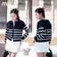 Áo khoác cardigan nữ len dệt kim mềm mại, thiết kế kẻ sọc, khoá kéo, thời trang, thanh lịch MỊN