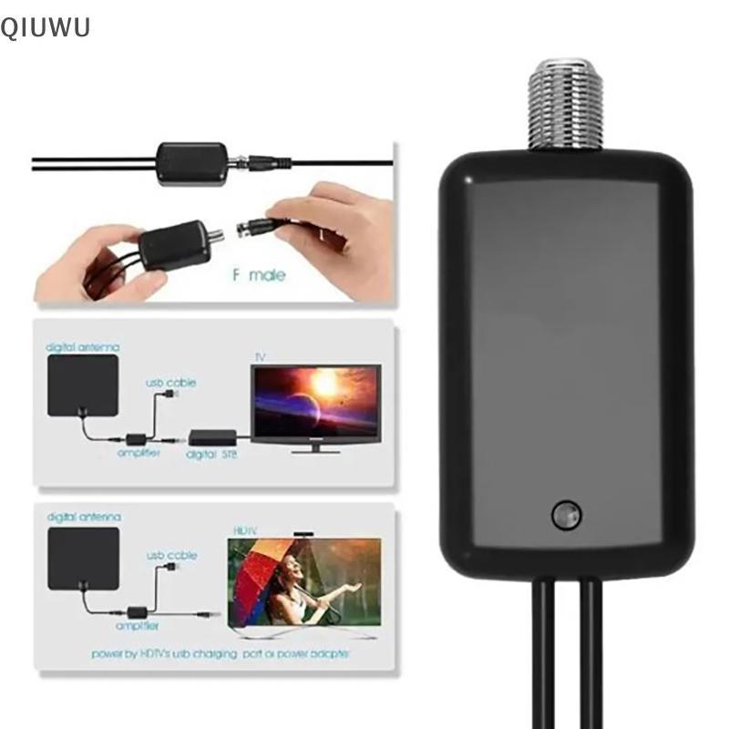 Bộ khuếch đại ăng-ten TV kỹ thuật số QIUWU Tăng cường tín hiệu Ăng-ten TV độ phân giải cao 4K UHD Bộ thu tín hiệu Ăng-ten TV Tăng cường tín hiệu.